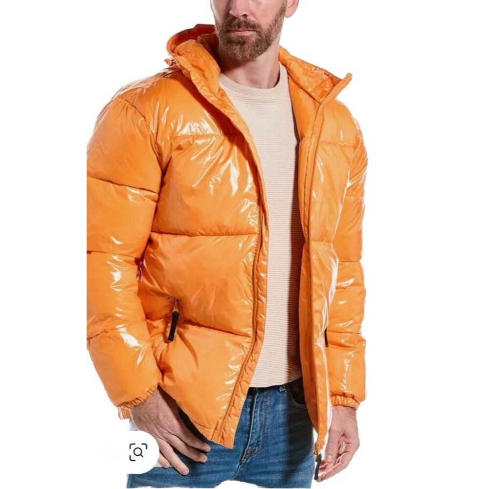 WESC Mens Unisex Orange Vegan Puffer Jacket Size Small Gorpcore Size S NWT